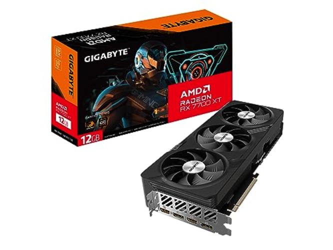 GIGABYTE Radeon RX 7700 XT Gaming OC 12G Graphics Card, 3X WINDFORCE Fans 12GB 192-bit GDDR6, GV-R77XTGAMING OC-12GD Video Card