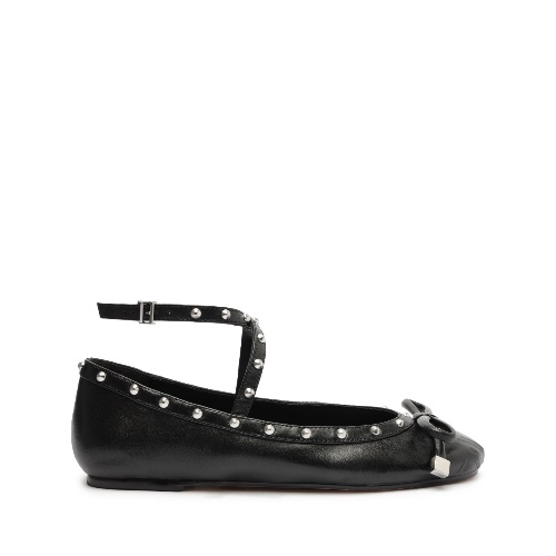 Larissa Nappa Leather Flat | 7 / Black / Nappa Leather