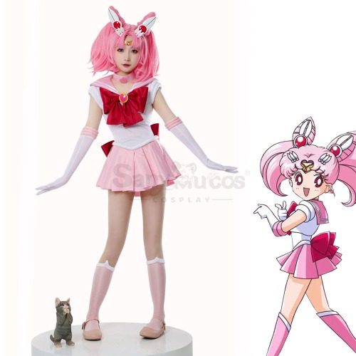 【In Stock】Anime Sailor Moon Cosplay Sailor Chibi Moon Chibiusa Tsukino Battle Suit Cosplay Costume Premium Edition - S