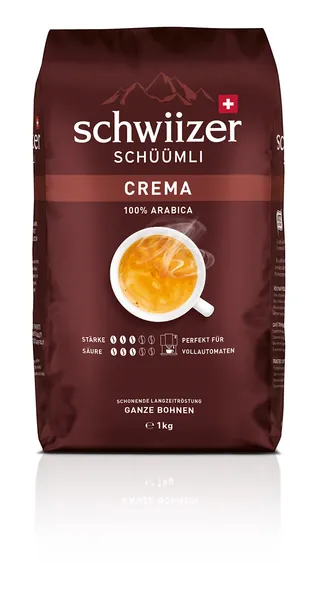 Schwiizer Schüümli Crema Ganze Kaffeebohnen 1kg - Intensität 3/5 - UTZ-zertifiziert