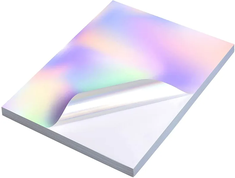 QiXin 22 Sheets Holographic Sticker Paper 8.5 x11 inch for Inkjet Printer & Laser Printer US letter size Holographic Printable Vinyl Rainbow Sticker Printer Paper Adhesive Waterproof Vinyl - 22 Sheets Holographic Paper