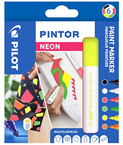 Pilot - Pintor Pack of 6 Multi-Mounted Water-Based Paint Markers - Quick Drying - Fabric, Glass, Wood, Stone, DIY - Extra Fine Tip - Colours Blue, Pastel Green, Pastel Pink, Gold
