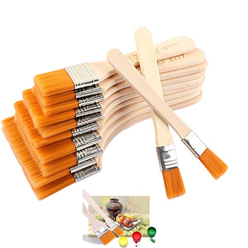 12pcs Paint Brush Nylon Hair Oil Brush Large Medium Small,Artist Flat Paint Brush Painting Tool Brush Paint Brush Artist Set,for Acrylic, Oil, Watercolor and Gouache