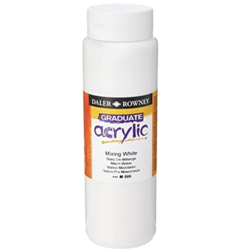 Daler-Rowney Graduate Acrylic Paint, Plastic Bottle, 16.91oz - 500 ml, Mixing White - 500 ml (Pack of 1)
