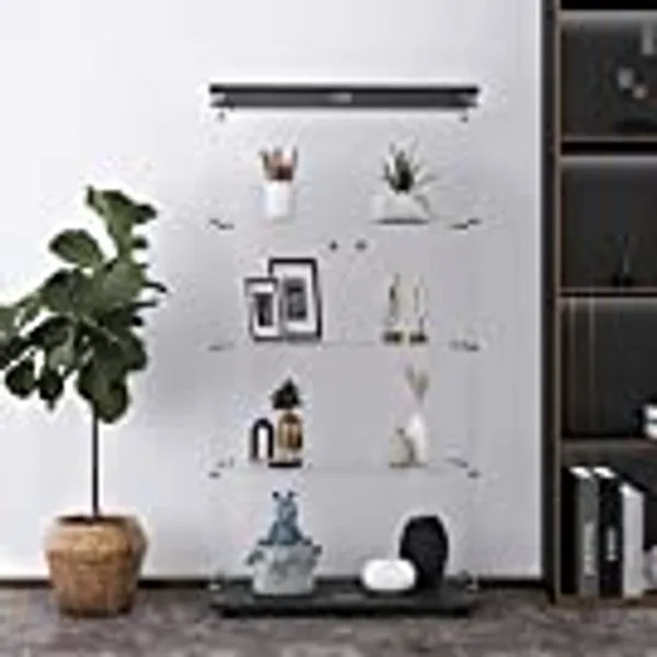 Beauty4U 2 Doors Glass Display Cabinet, 4 Shelves Black Curio Cabinet for Living Room, Bedroom, Office, Glass Display Case with Tempered Glass and Quick Installation