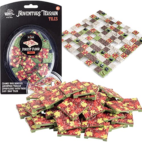 Monster Adventure Terrain- 50pc Forest Floor Tile Expansion Pack- Painted 1x1” Tile Set- Amazing Tabletop Terrain in Minute- Customize Your D&D and Pathfinder Dungeons Your Way - Forest Floor