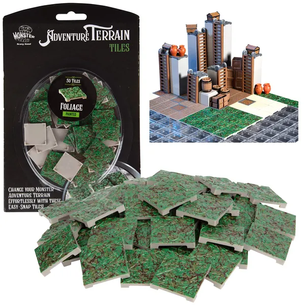Monster Adventure Terrain- 50pc Foliage Tile Expansion Pack- Hand-Painted 1x1” Tile Set- Easy Snap Creates Amazing Tabletop Terrain in Minute- Customize Your D&D and Pathfinder Dungeons Your Way - 
