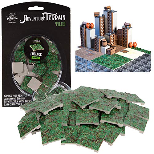Monster Adventure Terrain- 50pc Foliage Tile Expansion Pack- Hand-Painted 1x1” Tile Set- Easy Snap Creates Amazing Tabletop Terrain in Minute- Customize Your D&D and Pathfinder Dungeons Your Way - Foliage