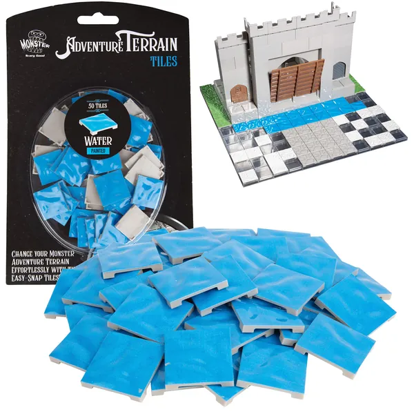 Monster Adventure Terrain- 50pc Water Tile Expansion Pack- Hand-Painted 1x1” Tile Set- Easy Snap Creates Amazing Tabletop Terrain in Minute- Customize Your D&D and Pathfinder Dungeons Your Way - 