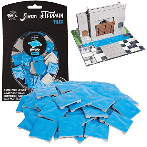 Monster Adventure Terrain- 50pc Water Tile Expansion Pack- Hand-Painted 1x1” Tile Set- Easy Snap Creates Amazing Tabletop Terrain in Minute- Customize Dungeons Your Way - Wavy Water