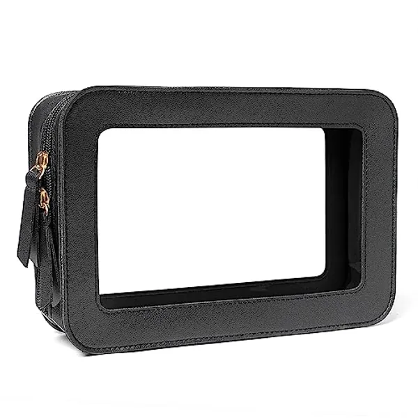 FFpaw Clear Makeup Bag, TSA Approved Toiletry Bag Travel Makeup Bag Clear Cosmetic Travel Bag Small Makeup Bag Organizer Waterproof Portable Car Essentials for Women