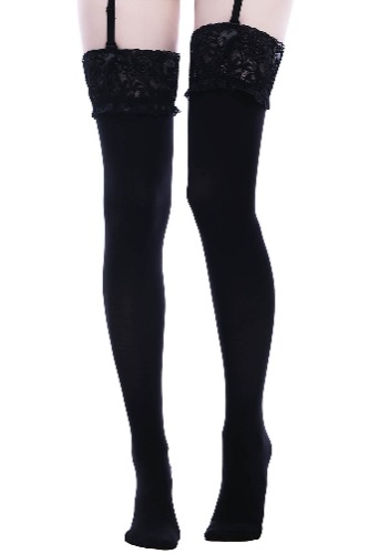 Stop Staring Thigh High Socks | S-XL / Black