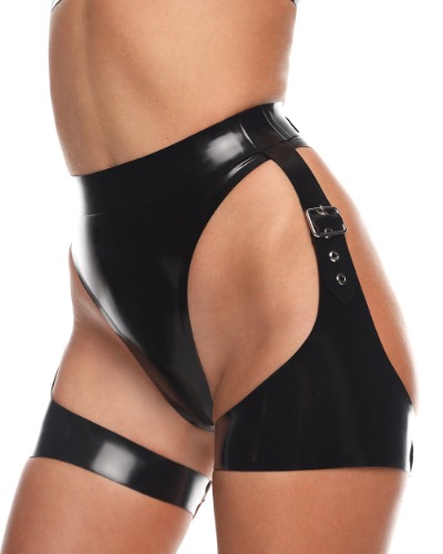 Ceinture avec Jarretelles "Stella007" Noir  | Silver / XL / 170-175