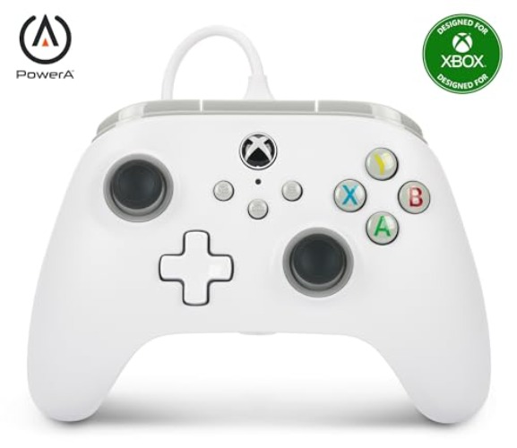 PowerA Wired Controller for Xbox Series X|S - White, gamepad, video game / gaming controller, works with Xbox One - White