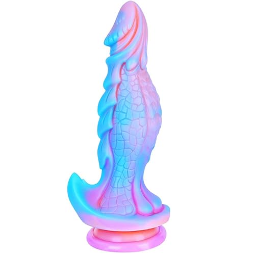 9.8 Inch Huge Fantasy Dildo from Monster with Large Suction Cup, Silicone Dragon Dildo XL Anal Plug Flexible G-spot Long Dildo Adult Big Penis for Women & Men - OCEAN