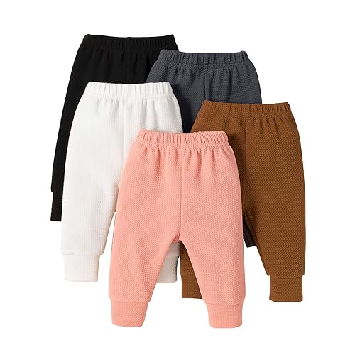 U·nikaka Toddler Baby Girl 0-48 Months 5-Pack Pants in Grey White Black Orange and Pink - 12-18 Months - Alz2111161
