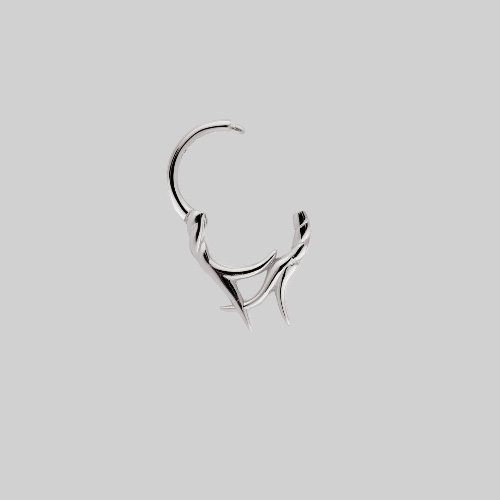 ABANDON. Intertwined Roots Septum Clicker Ring - Silver | Silver / Daith/Forward Helix Left Ear / 16ga (1.2mm) | 8mm Internal Diameter