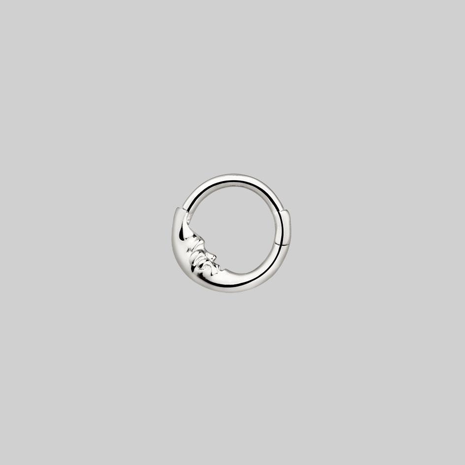 MAN IN THE MOON. Silver Clicker Ring - Septum | Silver / Septum/Daith/Forward Helix / 16ga (1.2mm) | 8mm Internal Diameter