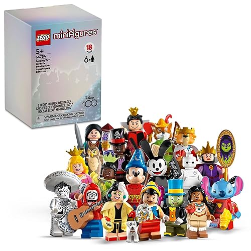 LEGO Minifigures Disney 100 6 Pack 66734 Limited Edition Collectible Figures, Surprise Buildable Disney Characters for Role Play, A Gift for Imaginative Kids Ages 5+, Small
