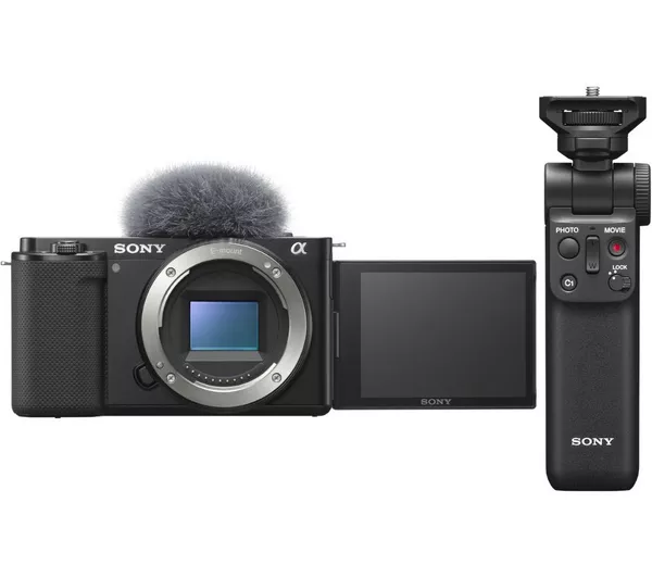 SONY ZV-E10 Mirrorless Vlogging Camera & GP-VPT2BT Shooting Grip Bundle - Body Only