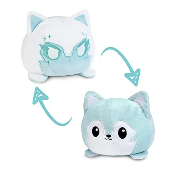 
                            TeeTurtle | The Original Reversible Wolf Plushie | Patented Design | Light Blue + White | Happy + Celestial | Show Your Mood Without Saying a Word!
                        