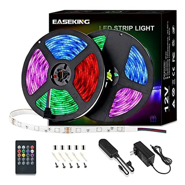 
                            Easeking 50ft LED Strip Lights for Bedroom, Music Sync LED Light Strip Work with a Smart APP, Remote and Button Controller
                        