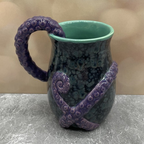 Tentacle Mug - Spotted Blue Black + Purple | Default Title