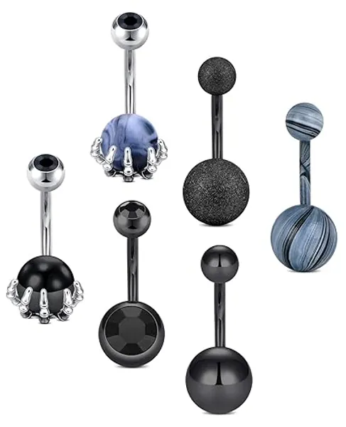 D.Bella 14G Belly Button Rings Surgical Stainless Steel Diamond Belly Rings 10mm Belly Button Piercing Jewelry Navel Rings Navel Piercing Jewelry - Set O