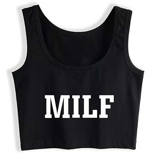 Hot Milf Printed Cotton Sleeveless Crop Top - Small - Black-2