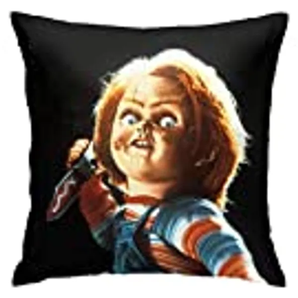 WNEEIHS Chucky Horror Movie Funny Cute Lovely Square Throw Pillowcase Home Decor for Bed Couch Sofa Living Room Cushion Throw Pillow Covers 18'X18', One Size (220120)