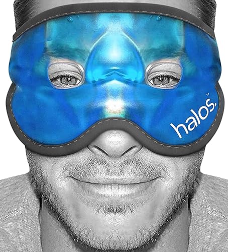 Cooling Eye Mask - Reusable Gel Eye Mask Cold Pack - Our Ice Eye Mask Soothes Puffy Eyes & Dark Circles - Relieve Your Headaches & Sinus Pain with Cold Eye Mask & Eye Gel Mask Therapy - Halos - Blue