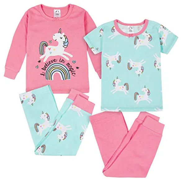 Gerber Baby Girls' Toddler Snug Fit 4-Piece Pajama Set