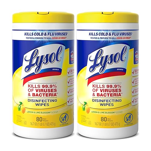 Lysol Disinfectant Wipes Multi-Surface Antibacterial Cleaning Wipes For Disinfecting and Cleaning Lemon and Lime Blossom 80 Count (Pack of 2) - Lemon Lime - 80 Count (Pack of 2)