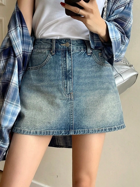 DAZY Women's Vintage Denim Skirt - 32 (S)