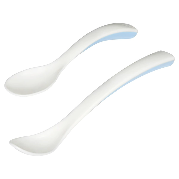 BÖRJA Feeding and baby spoon - white/blue