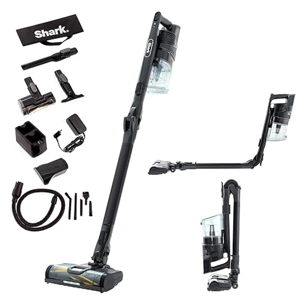 Shark Cordless Stick Vacuum Cleaner, Anti Hair Wrap, 40 Minute Run Time Battery, Flexible Vacuum Cleaner with Car Kit, Pet Tool, Crevice & Upholstery Tools & Spare Filter, Deluxe Black, IZ202AMZUKT