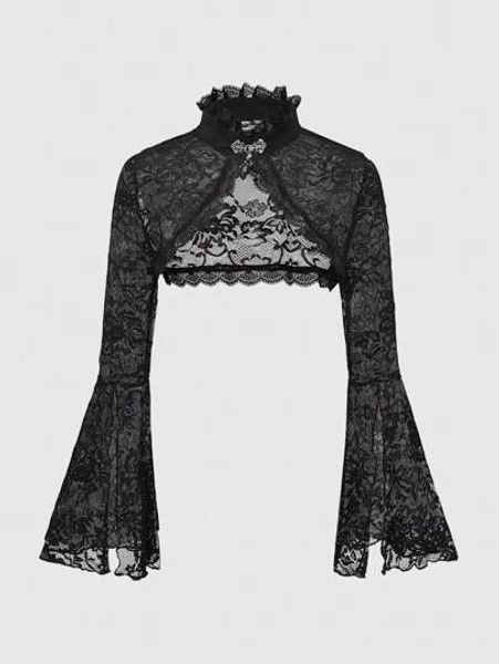 ROMWE Gothic Style Bell Sleeve Lace