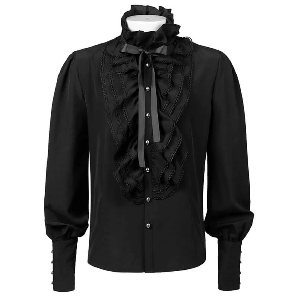 Men's Victorian Ruffled Lace-Up Shirt