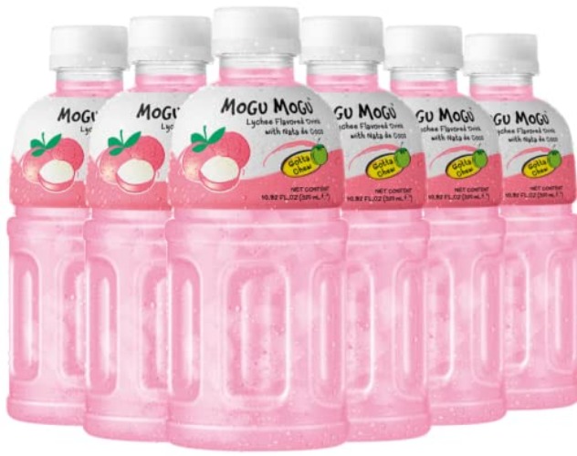 Mogu Mogu fruit juice lychee juice (6 Packs) Delicious fruit juice for kids. Kids juice with nata de coco, coconut jelly. Juices bottles made for adults and kids ready to drink juices - Lychee - 1.80 Fl Oz (Pack of 6)
