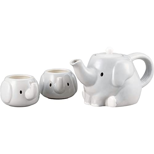 サンアート SAN3751 Teapot & Cup Set, 600ml, grey (grey marl) - Elephant Parent