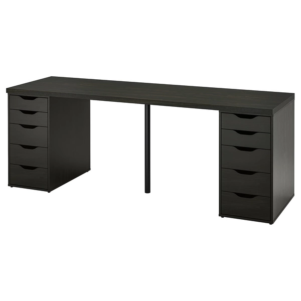 LAGKAPTEN / ALEX Desk - black-brown/black 78 3/4x23 5/8 "