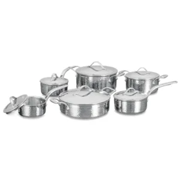 Legacy Hammered 5-Ply Clad SS Cookware,12 Piece Set