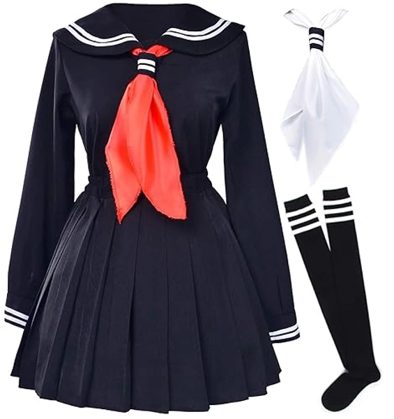 Classic Japanese School Girls Sailor Dress Shirts Uniform Anime Cosplay Costumes with Socks Set