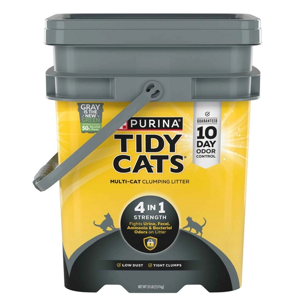 Purina Tidy Cats Clumping Cat Litter, 4-in-1 Strength Multi Cat Litter - 35 Pound Pail