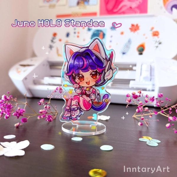 Juno Acrylic Standee | Pink Cat Juno Overwatch 2 - Rainbow Acrylic Standee | Overwatch Standee 3.9&quot;, FANMADE ow2