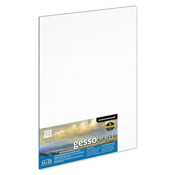 Ampersand Art Supply Gesso Wood Painting Panel: Museum Series Gessobord, 12" x 16", 1/8" Flat Profile