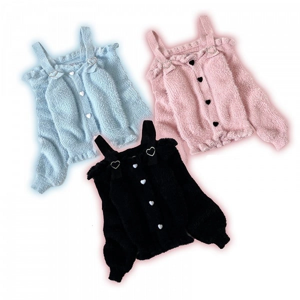 [$25.14]Jirai Kei Black/Pink/Blue Off-the-shoulder Neckline Landmine Style Sweater