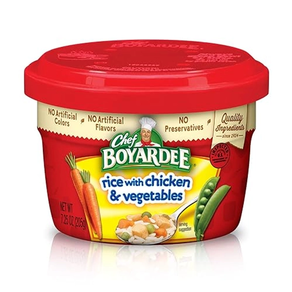 Chef Boyardee Rice with Chicken and Vegetables, Microwave Food, 7.5 OZ Microwaveable Bowl (12 Bowls)