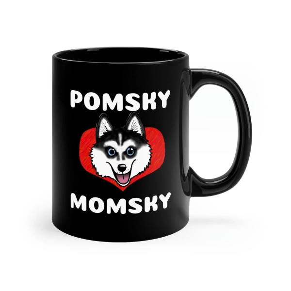 Pomsky Momsky Black Mug - 11oz