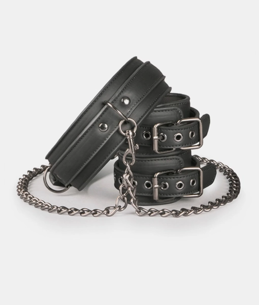 Fetish Collection obroża i kajdanki polączone łańcuchami